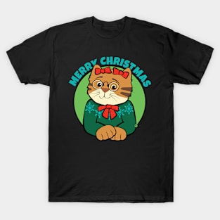 Merry Christmas Sweater Cat T-Shirt